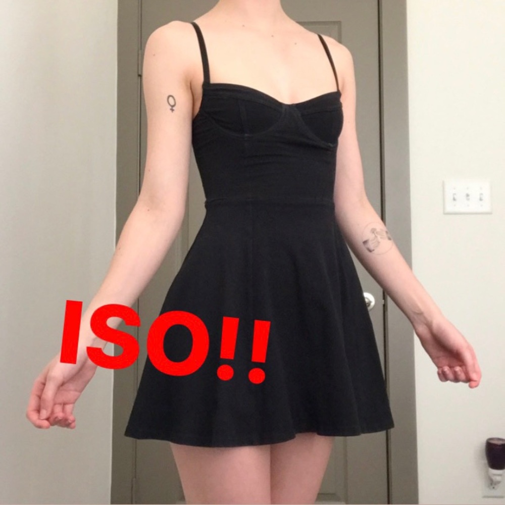 ISO OF AMERICAN APPAREL BLACK UNDERWIRE SKATER DRESS IN A SMALL